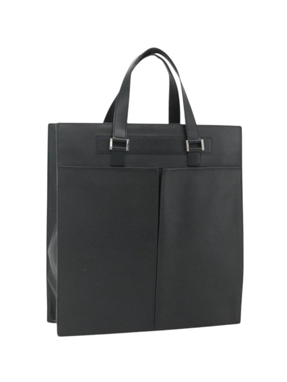 CARTIER Tote Bag Leather Black Gold